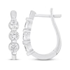 Thumbnail Image 3 of Diamond Three-Stone Hoop Earrings 1/2 ct tw 14K White Gold