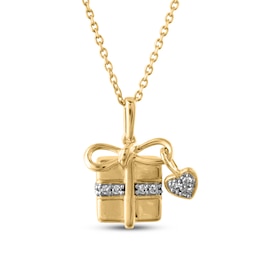 STUDIO BY KAY Lab-Grown Diamond Pavé Wrapped Gift Necklace 1/10 ct tw 24K Yellow Gold Vermeil Sterling Silver 18"