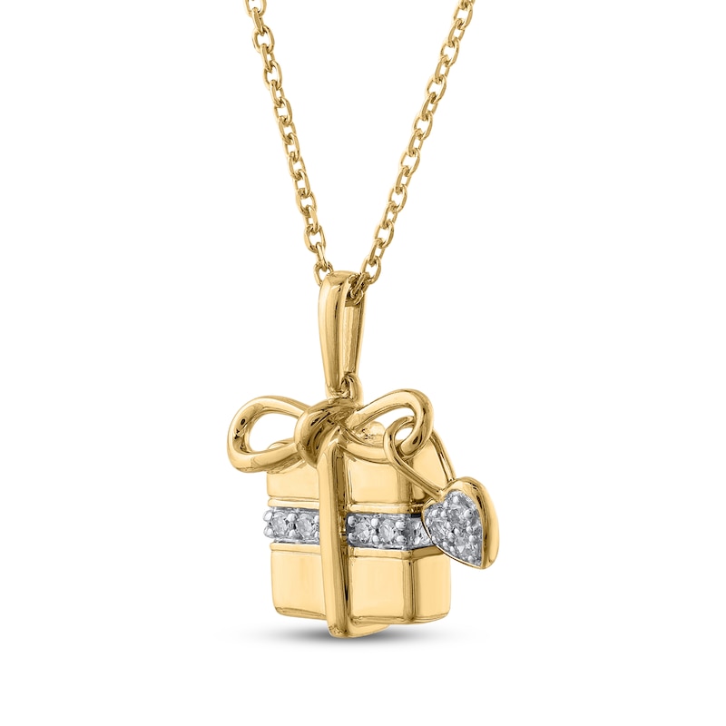 Main Image 2 of STUDIO BY KAY Lab-Grown Diamond Pavé Wrapped Gift Necklace 1/10 ct tw 24K Yellow Gold Vermeil Sterling Silver 18"