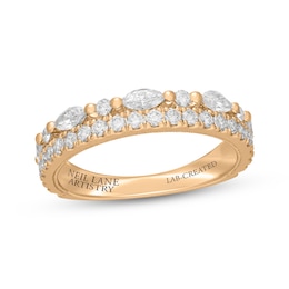 Neil Lane Artistry Marquise & Round-Cut Lab-Grown Diamond Two-Row Anniversary Ring 1 ct tw 14K Yellow Gold