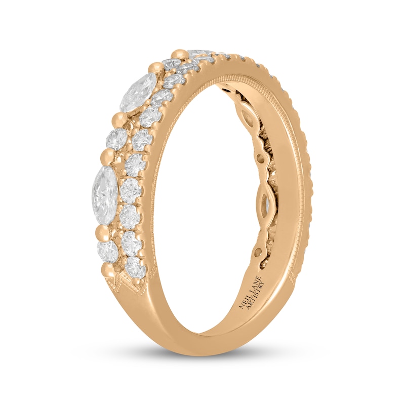 Main Image 2 of Neil Lane Artistry Marquise & Round-Cut Lab-Grown Diamond Two-Row Anniversary Ring 1 ct tw 14K Yellow Gold