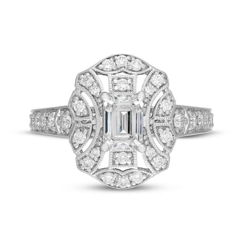 Main Image 3 of Neil Lane Artistry Emerald-Cut Lab-Grown Diamond Vintage-Style Engagement Ring 1-1/3 ct tw 14K White Gold