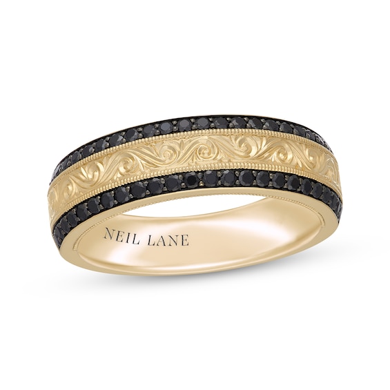 Neil Lane Men's Black Diamond Wedding Band 1/2 ct tw 14K Yellow Gold