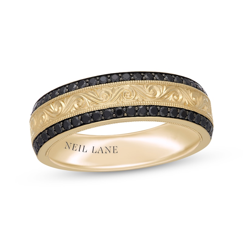 Main Image 1 of Neil Lane Men's Black Diamond Wedding Band 1/2 ct tw 14K Yellow Gold