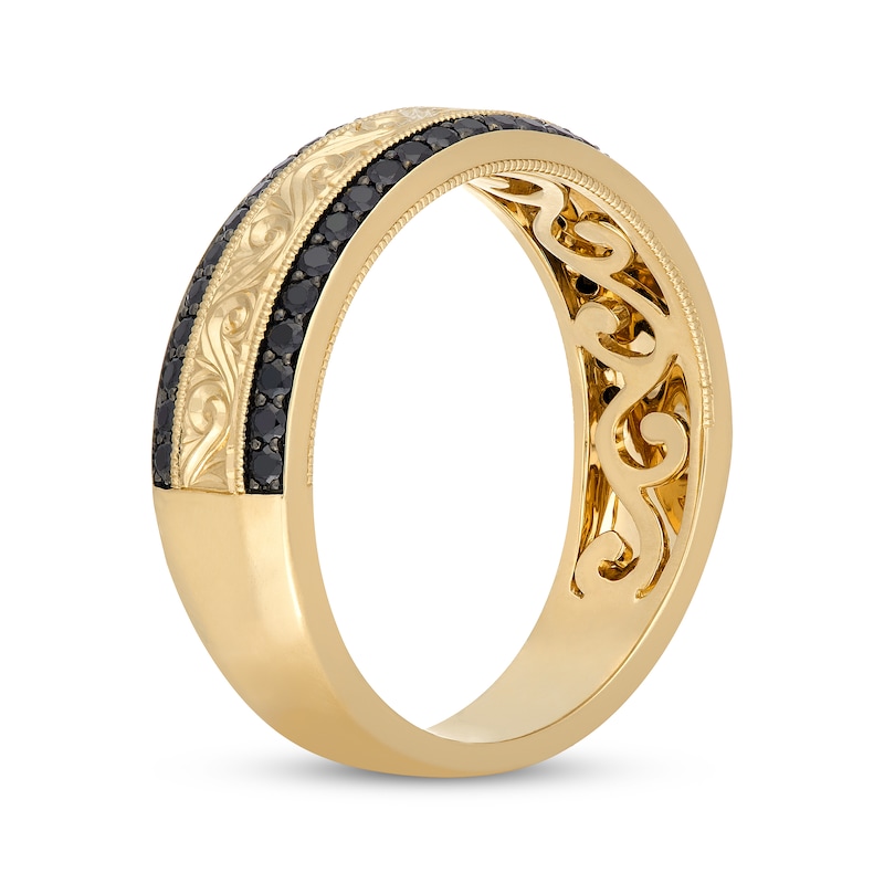 Main Image 2 of Neil Lane Men's Black Diamond Wedding Band 1/2 ct tw 14K Yellow Gold