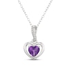 Thumbnail Image 1 of Heart-Shaped Amethyst Frame Drop Necklace Sterling Silver 18"