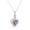 Thumbnail Image 2 of Heart-Shaped Amethyst Frame Drop Necklace Sterling Silver 18"