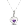 Thumbnail Image 3 of Heart-Shaped Amethyst Frame Drop Necklace Sterling Silver 18"