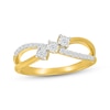 Thumbnail Image 1 of Diamond Three-Stone Crossover Fashion Ring 1/6 ct tw 24K Yellow Gold Vermeil Sterling Silver