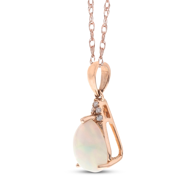 Main Image 2 of Pear-Shaped Opal & Diamond Accent Necklace 10K Rose Gold 18"