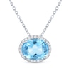Thumbnail Image 1 of Oval-Cut Swiss Blue Topaz & White Lab-Created Sapphire Necklace Sterling Silver 18"