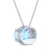 Thumbnail Image 3 of Oval-Cut Swiss Blue Topaz & White Lab-Created Sapphire Necklace Sterling Silver 18"