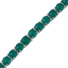 Thumbnail Image 2 of Cushion and Round-Cut Dyed Green Chalcedony Bracelet Sterling Silver 7.5"