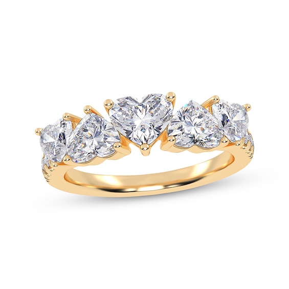 KAY Lab-Grown Diamonds Heart-Shaped Alternating Ring 2 ct tw 14K Yellow Gold