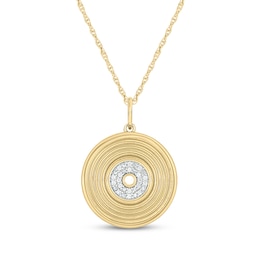 Diamond Vinyl Record Necklace 1/20 ct tw 10K Yellow Gold 18"