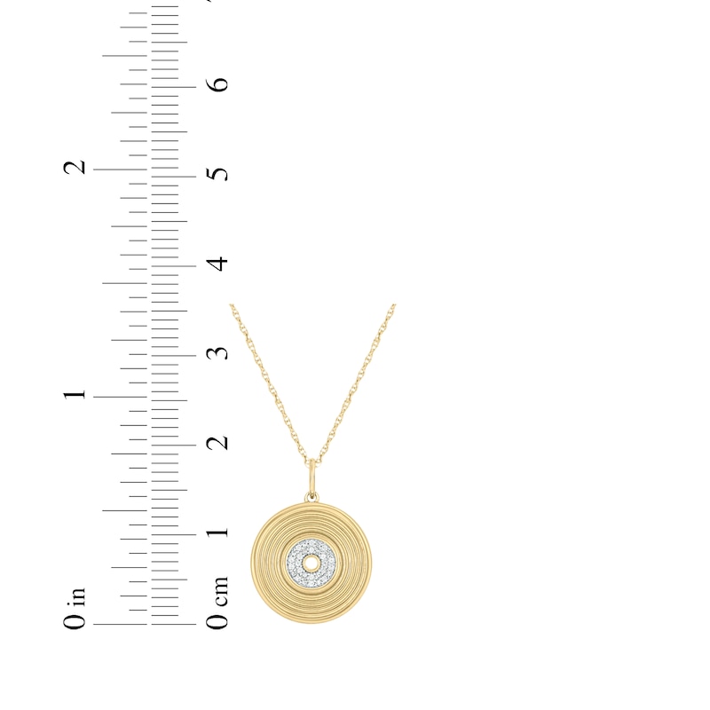 Main Image 2 of Diamond Vinyl Record Necklace 1/20 ct tw 10K Yellow Gold 18"