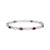 Thumbnail Image 1 of Oval-Cut Lab-Created Ruby & Diamond Accent Marquise Link Bracelet Sterling Silver 7.25"