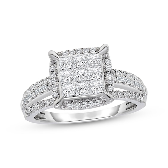 Adore Princess-Cut Multi-Stone Engagement Ring 1ct tw 10K White Gold