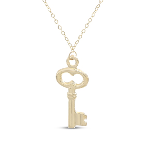 Bit Key Necklace 10K Yellow Gold 18"