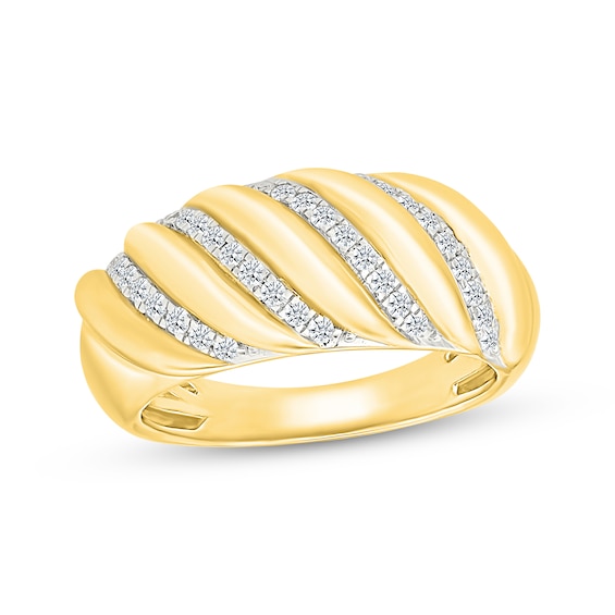 KAY Lab-Grown Diamonds Twist Scallop Ring 1/4 ct tw 24K Yellow Gold Vermeil Sterling Silver