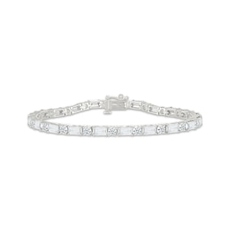KAY Lab-Grown Diamonds Emerald & Round-Cut Column Bracelet 10-1/2 ct tw Sterling Silver 7.25"