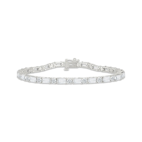 KAY Lab-Grown Diamonds Emerald & Round-Cut Column Bracelet 10-1/2 ct tw Sterling Silver 7.25"