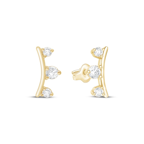 Diamond Crown Stud Earrings 1/6 ct tw 10K Yellow Gold