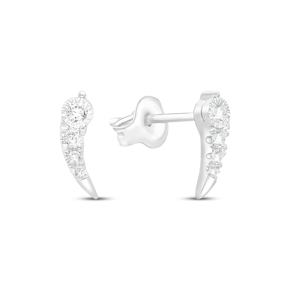 Diamond Horn Stud Earrings 1/15 ct tw Sterling Silver