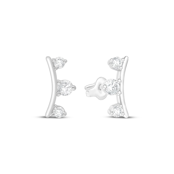 Diamond Crown Stud Earrings 1/6 ct tw Sterling Silver