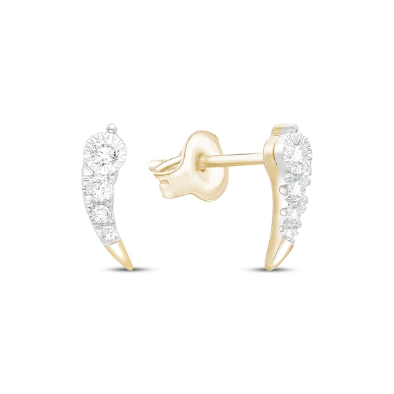 Diamond Horn Stud Earrings 1/15 ct tw 10K Yellow Gold