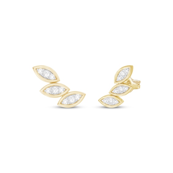 Diamond Petal Stud Earrings 1/10 ct tw 10K Yellow Gold