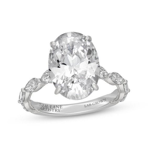 Neil Lane Artistry Oval-Cut Lab-Grown Diamond Engagement Ring 6 ct tw 14K White Gold