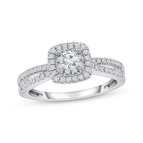 Adore Lab-Grown Diamonds Certified Round-Cut Halo Engagement Ring 1/2 ct tw 14K White Gold