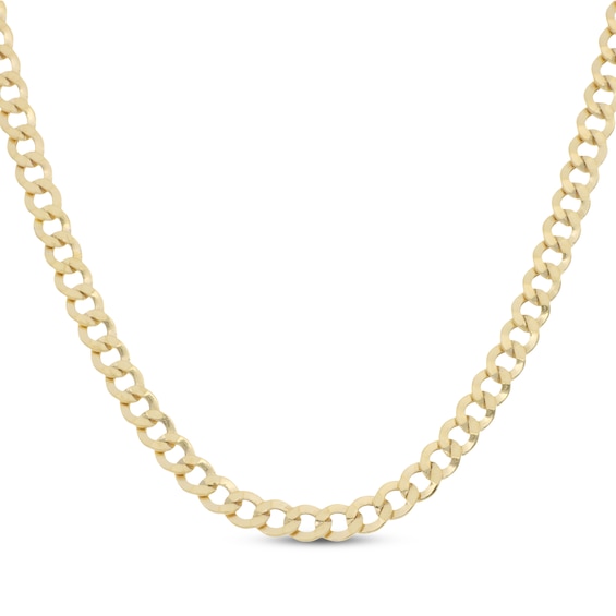 4.8mm Flat Curb Chain Necklace Hollow 10K Yellow Gold 22"