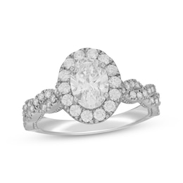 Neil Lane Artistry Oval-Cut Lab-Created Diamond Halo Twist Engagement Ring 1-3/4 ct tw 14K White Gold