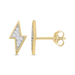 Men's Diamond Lightning Bolt Stud Earrings 1/4 ct tw 10K Yellow Gold