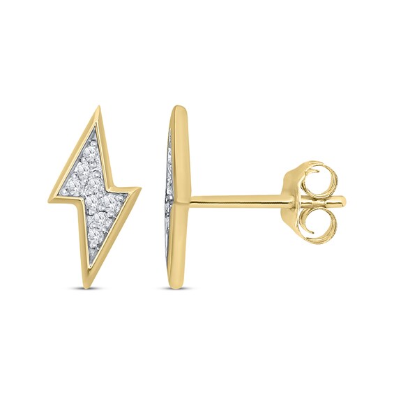 Men's Diamond Lightning Bolt Stud Earrings 1/4 ct tw 10K Yellow Gold