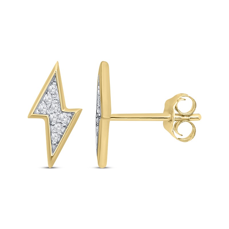 Main Image 1 of Men's Diamond Lightning Bolt Stud Earrings 1/4 ct tw 10K Yellow Gold