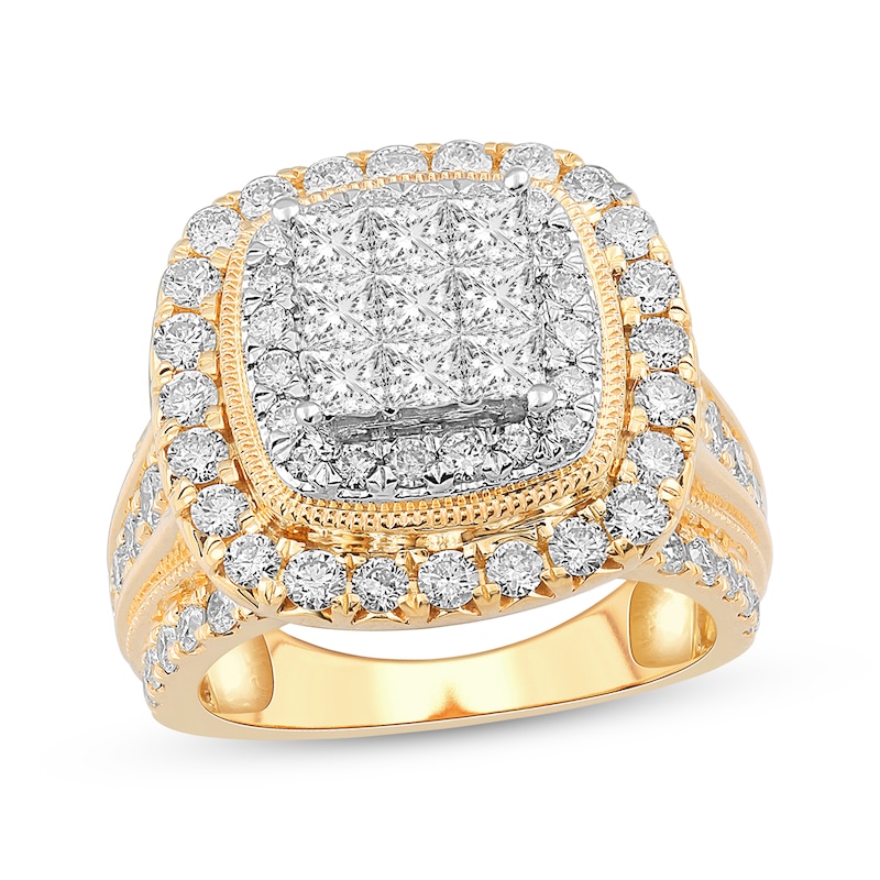 Main Image 1 of Adore Princess-Cut Multi-Diamond Center Engagement Ring 3 ct tw 10K Yellow Gold