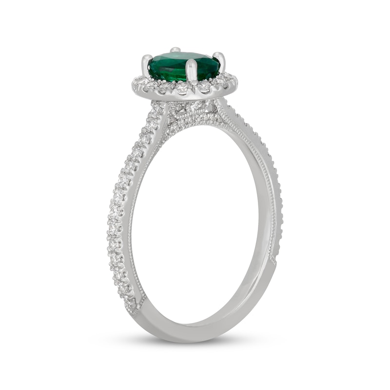 Main Image 5 of Neil Lane Oval-Cut Natural Emerald & Diamond Engagement Ring 1/2 ct tw 14K White Gold