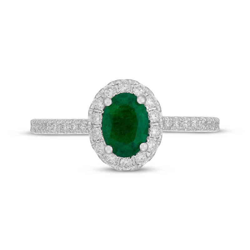Main Image 6 of Neil Lane Oval-Cut Natural Emerald & Diamond Engagement Ring 1/2 ct tw 14K White Gold