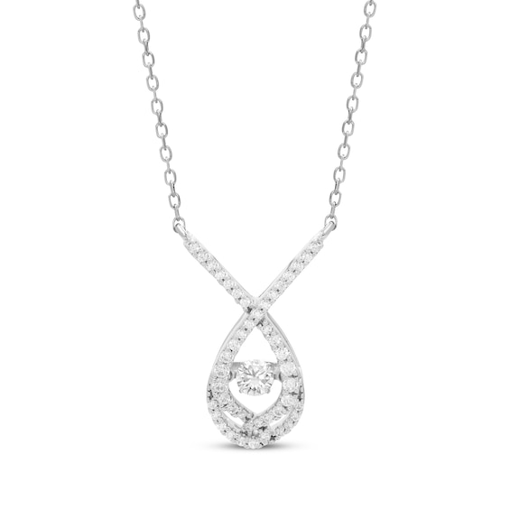 Love Entwined Dancing Diamond Necklace 1/2 ct tw 10K White Gold