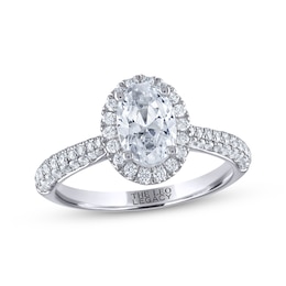 THE LEO Legacy Lab-Grown Diamond Oval-Cut Halo Engagement Ring 1-1/2 ct tw 14K White Gold