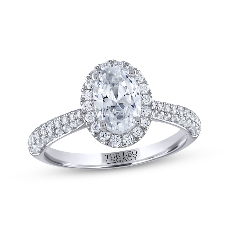 Main Image 1 of THE LEO Legacy Lab-Grown Diamond Oval-Cut Halo Engagement Ring 1-1/2 ct tw 14K White Gold