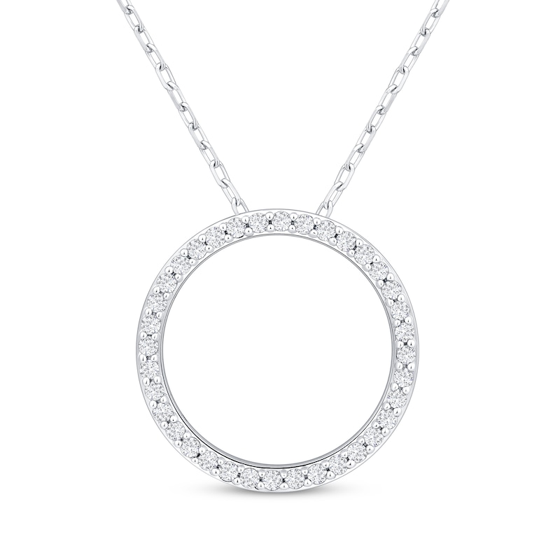Main Image 1 of Diamond Circle Necklace 1/4 ct tw 10K White Gold 18"