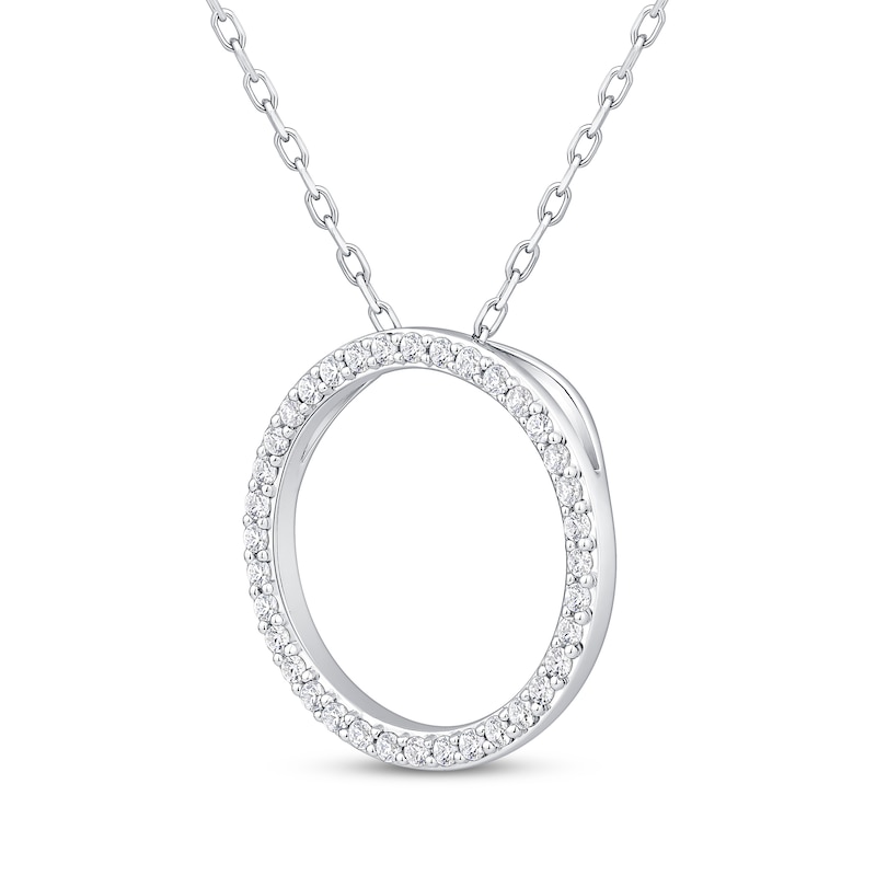 Main Image 2 of Diamond Circle Necklace 1/4 ct tw 10K White Gold 18"