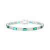 Thumbnail Image 1 of Emerald-Cut Lab-Created Emerald & White Lab-Created Sapphire Bracelet Sterling SIlver 7.25"