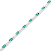 Thumbnail Image 2 of Emerald-Cut Lab-Created Emerald & White Lab-Created Sapphire Bracelet Sterling SIlver 7.25"