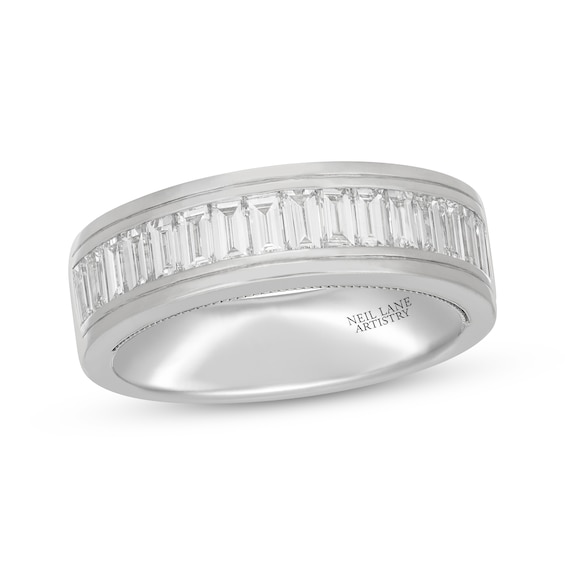 Men's Neil Lane Artistry Baguette-Cut Lab-Grown Diamond Wedding Band 1-1/2 ct tw 14K White Gold