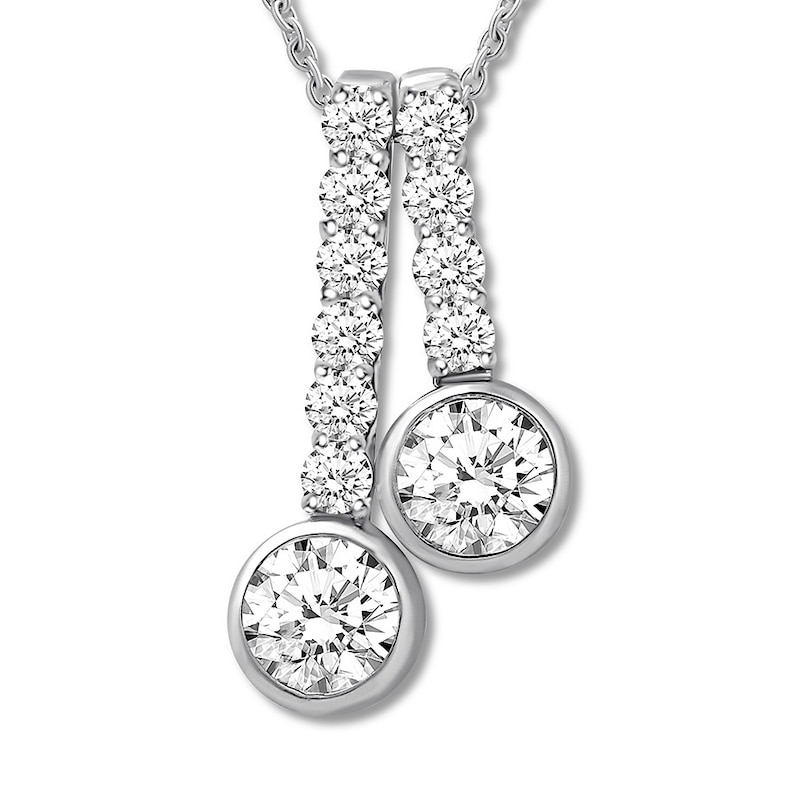 Ever Us Diamond Necklace 1 ct tw Round-cut 14K White Gold 19"